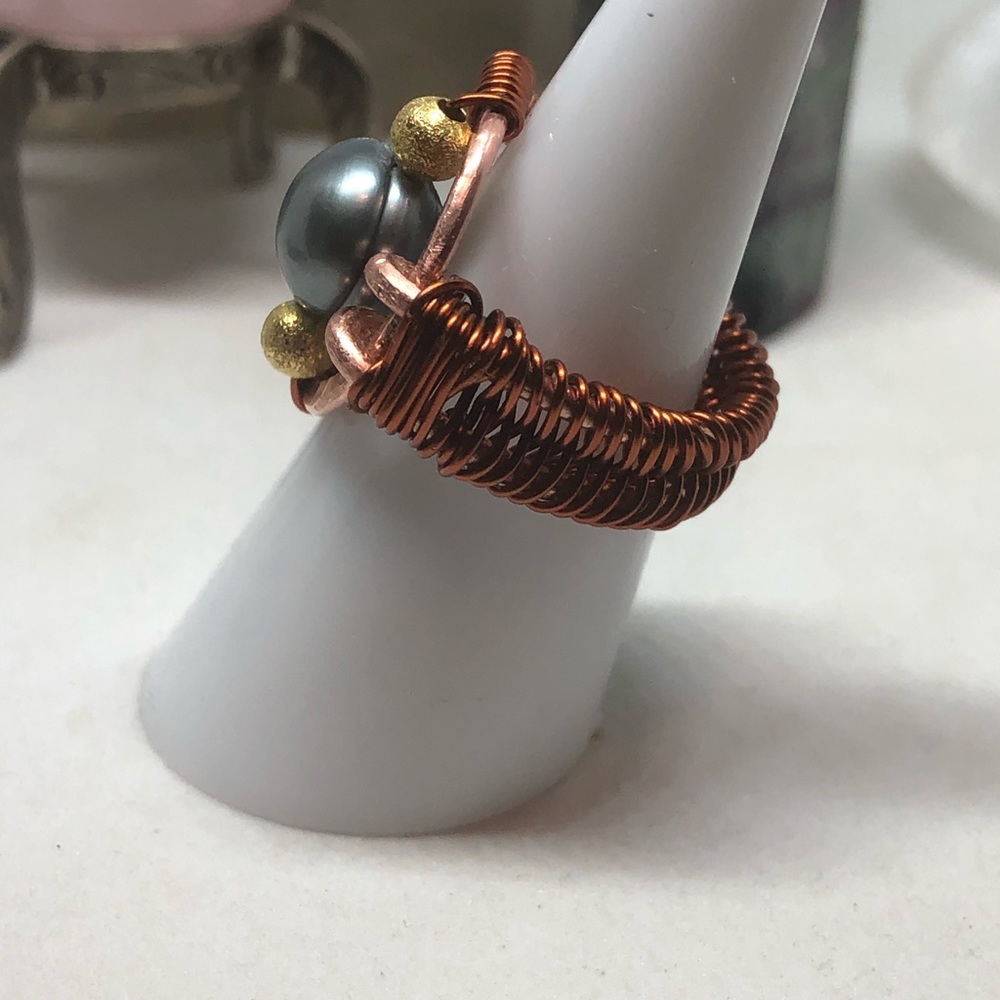 Handmade copper wire wrapped ring - Picture 3 of 4